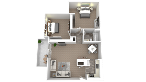 Floor plan for 2 beds, 1 bath, 825 sqft